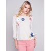 Sweater with Flower Patches - Beige Sweater with Flower Patches - Beige