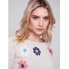 Sweater with Flower Patches - Beige Sweater with Flower Patches - Beige