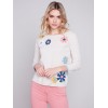 Sweater with Flower Patches - Beige Sweater with Flower Patches - Beige