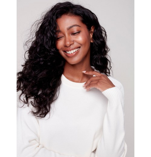 Sweater with Removable Scarf - Ecru Sweater with Removable Scarf - Ecru