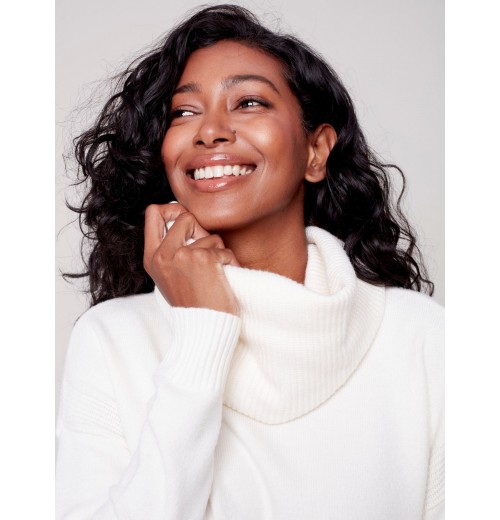 Sweater with Removable Scarf - Ecru Sweater with Removable Scarf - Ecru