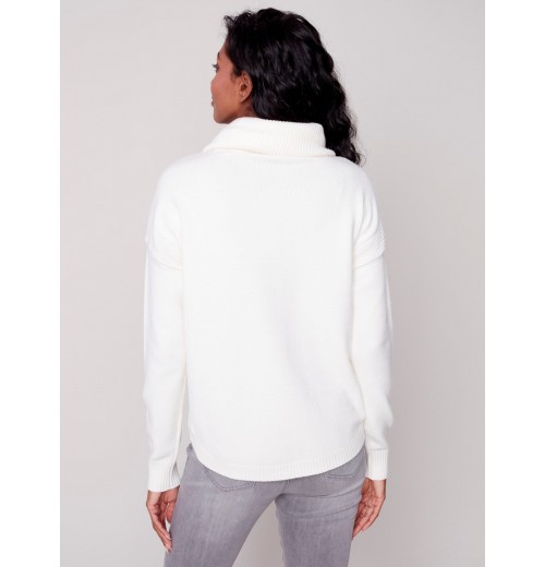 Sweater with Removable Scarf - Ecru Sweater with Removable Scarf - Ecru