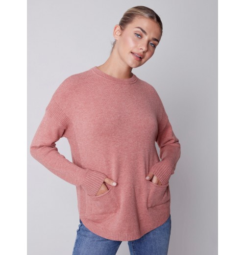 Sweater with Removable Scarf - Cinnamon Sweater with Removable Scarf - Cinnamon