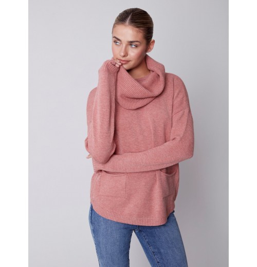 Sweater with Removable Scarf - Cinnamon Sweater with Removable Scarf - Cinnamon
