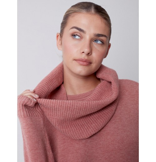 Sweater with Removable Scarf - Cinnamon Sweater with Removable Scarf - Cinnamon