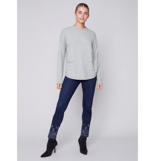 Sweater with Removable Scarf - Spruce Sweater with Removable Scarf - Spruce