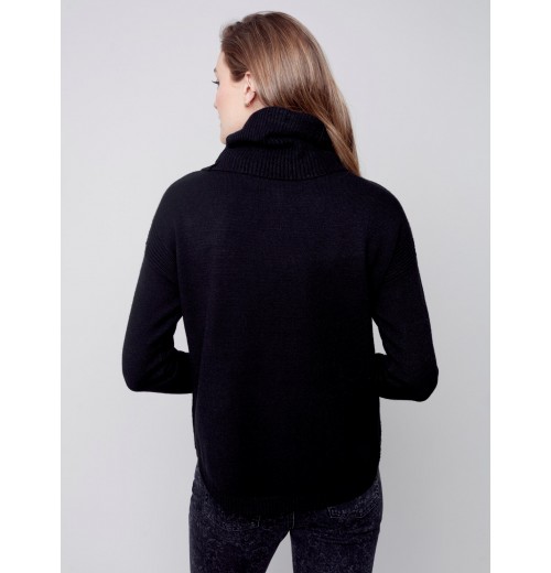 Sweater with Removable Scarf - Black Sweater with Removable Scarf - Black