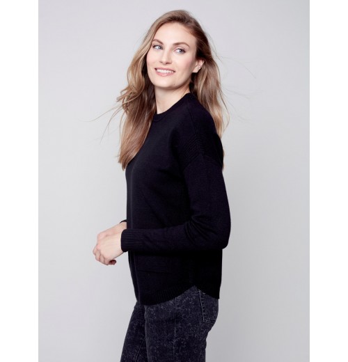 Sweater with Removable Scarf - Black Sweater with Removable Scarf - Black