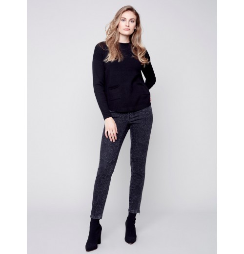 Sweater with Removable Scarf - Black Sweater with Removable Scarf - Black