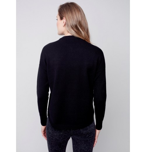 Sweater with Removable Scarf - Black Sweater with Removable Scarf - Black