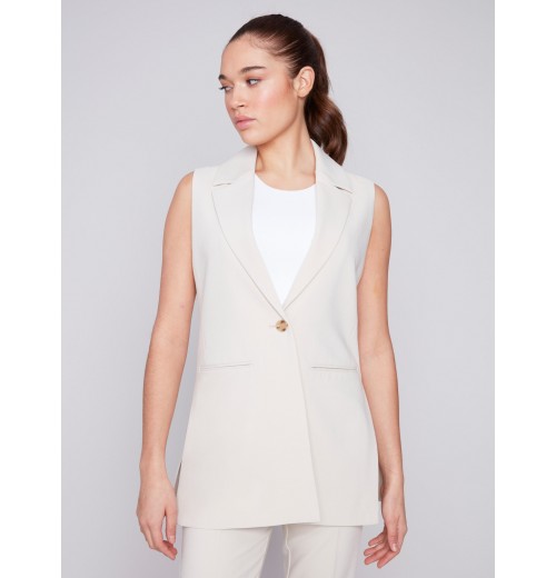 Tailored Blazer Vest - Beige Tailored Blazer Vest - Beige