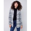 Tailored Plaid Blazer - Black & Cream Tailored Plaid Blazer - Black & Cream