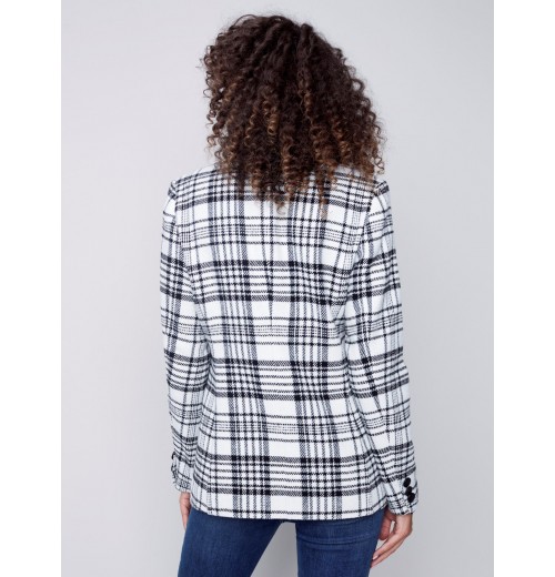 Tailored Plaid Blazer - Black & Cream Tailored Plaid Blazer - Black & Cream