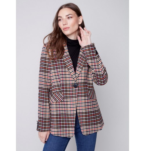 Tailored Plaid Blazer - Truffle Tailored Plaid Blazer - Truffle