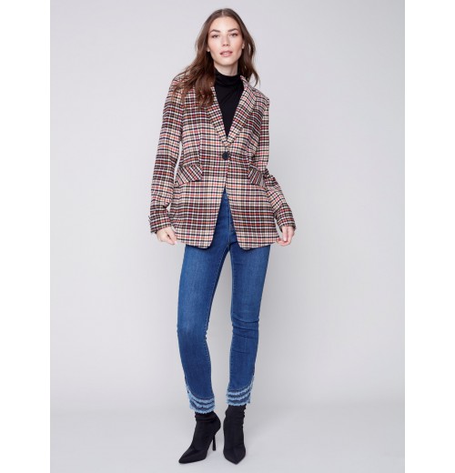 Tailored Plaid Blazer - Truffle Tailored Plaid Blazer - Truffle