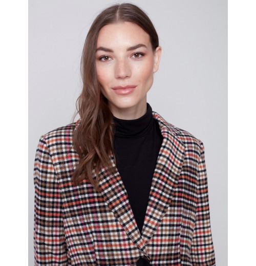 Tailored Plaid Blazer - Truffle Tailored Plaid Blazer - Truffle