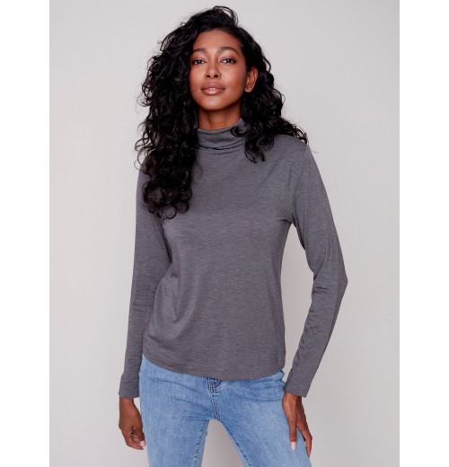 Tencel Turtleneck Top - Charcoal Tencel Turtleneck Top - Charcoal