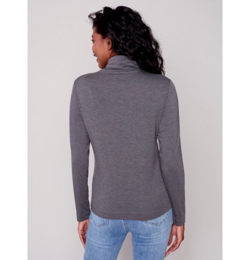 Tencel Turtleneck Top - Charcoal Tencel Turtleneck Top - Charcoal
