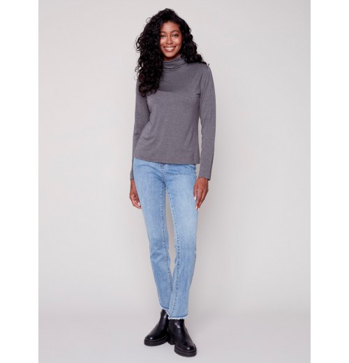 Tencel Turtleneck Top - Charcoal Tencel Turtleneck Top - Charcoal