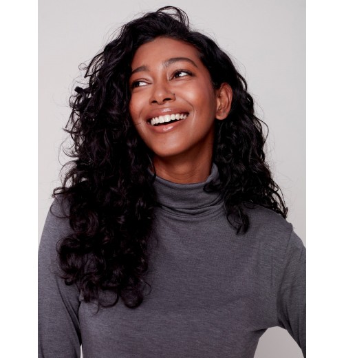 Tencel Turtleneck Top - Charcoal Tencel Turtleneck Top - Charcoal