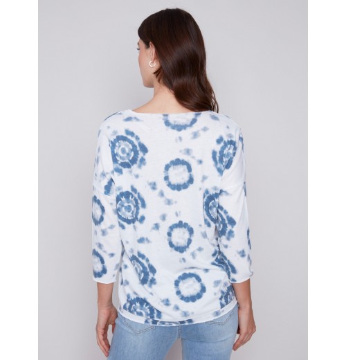 Tie Dye V-Neck Knit Top - Indigo Tie Dye V-Neck Knit Top - Indigo