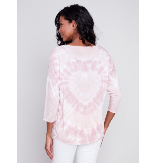 Tie Dye V-Neck Knit Top - Dusty Rose Tie Dye V-Neck Knit Top - Dusty Rose