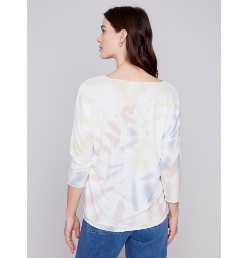 Tie Dye V-Neck Knit Top - Tulip Tie Dye V-Neck Knit Top - Tulip