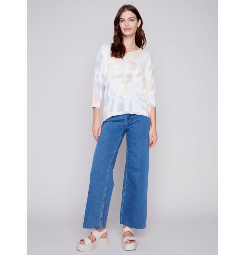 Tie Dye V-Neck Knit Top - Tulip Tie Dye V-Neck Knit Top - Tulip