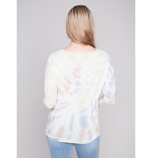 Tie Dye V-Neck Knit Top - Tulip Tie Dye V-Neck Knit Top - Tulip