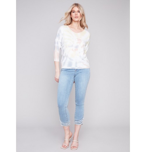 Tie Dye V-Neck Knit Top - Tulip Tie Dye V-Neck Knit Top - Tulip