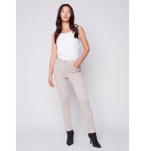 Twill Pants with Zipper Pocket Detail - Almond Twill Pants with Zipper Pocket Detail - Almond