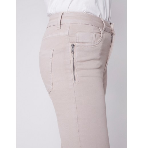 Twill Pants with Zipper Pocket Detail - Almond Twill Pants with Zipper Pocket Detail - Almond