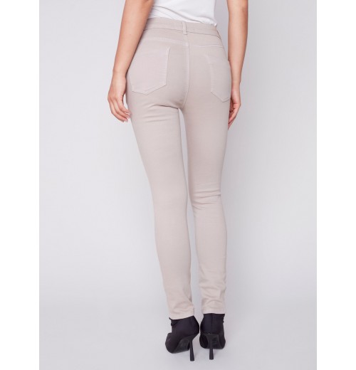 Twill Pants with Zipper Pocket Detail - Almond Twill Pants with Zipper Pocket Detail - Almond