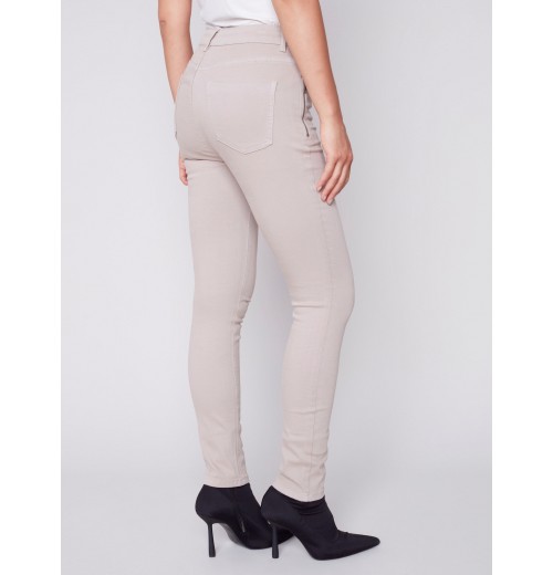 Twill Pants with Zipper Pocket Detail - Almond Twill Pants with Zipper Pocket Detail - Almond