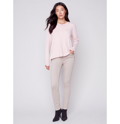 Twill Pants with Zipper Pocket Detail - Almond Twill Pants with Zipper Pocket Detail - Almond