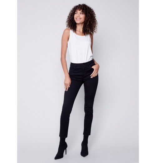 Twill Pants with Zipper Pocket Detail - Black Twill Pants with Zipper Pocket Detail - Black
