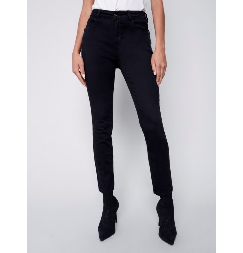 Twill Pants with Zipper Pocket Detail - Black Twill Pants with Zipper Pocket Detail - Black