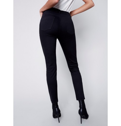 Twill Pants with Zipper Pocket Detail - Black Twill Pants with Zipper Pocket Detail - Black