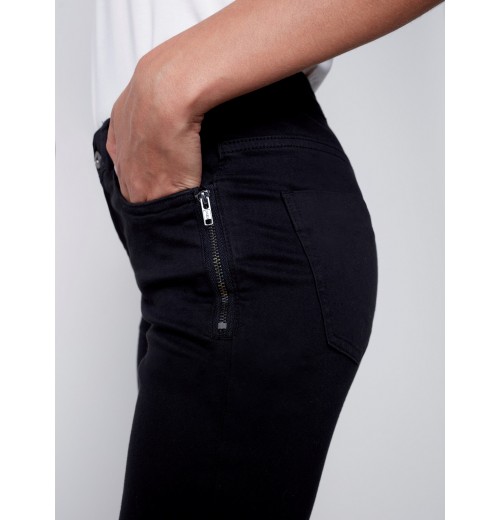 Twill Pants with Zipper Pocket Detail - Black Twill Pants with Zipper Pocket Detail - Black