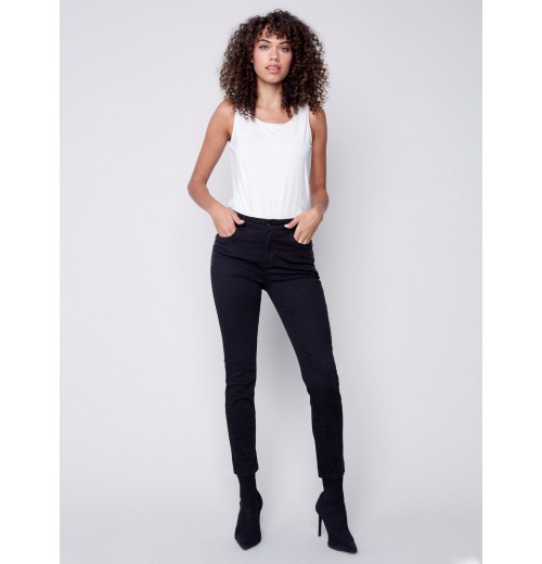 Twill Pants with Zipper Pocket Detail - Black Twill Pants with Zipper Pocket Detail - Black