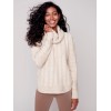 Two-Toned Cable Knit Cowl Neck Sweater - Almond Two-Toned Cable Knit Cowl Neck Sweater - Almond