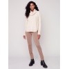 Two-Toned Cable Knit Cowl Neck Sweater - Almond Two-Toned Cable Knit Cowl Neck Sweater - Almond