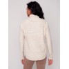 Two-Toned Cable Knit Cowl Neck Sweater - Almond Two-Toned Cable Knit Cowl Neck Sweater - Almond