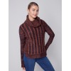 Two-Toned Cable Knit Cowl Neck Sweater - Cinnamon Two-Toned Cable Knit Cowl Neck Sweater - Cinnamon