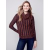 Two-Toned Cable Knit Cowl Neck Sweater - Cinnamon Two-Toned Cable Knit Cowl Neck Sweater - Cinnamon