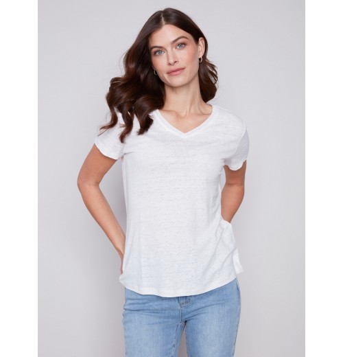 V-Neck Linen T-Shirt - Natural V-Neck Linen T-Shirt - Natural