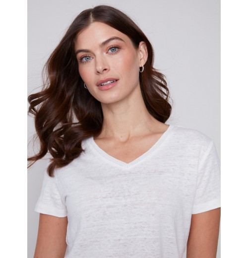 V-Neck Linen T-Shirt - Natural V-Neck Linen T-Shirt - Natural