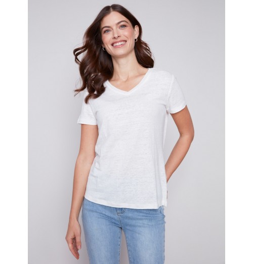 V-Neck Linen T-Shirt - Natural V-Neck Linen T-Shirt - Natural