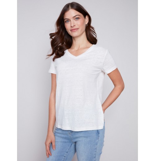 V-Neck Linen T-Shirt - Natural V-Neck Linen T-Shirt - Natural