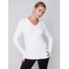 V-Neck Sweater with Grommet Detail - Cream V-Neck Sweater with Grommet Detail - Cream